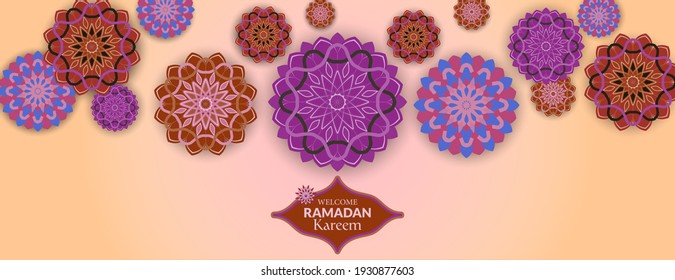Ramadan Kareem saludando el trasfondo islámico con motivos de moda mandala