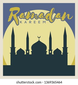 Ramadan Kareem greeting Islamic design. Arabic Text Translation: The Noble Month of Ramadan. Illustration Vector Eps 10.