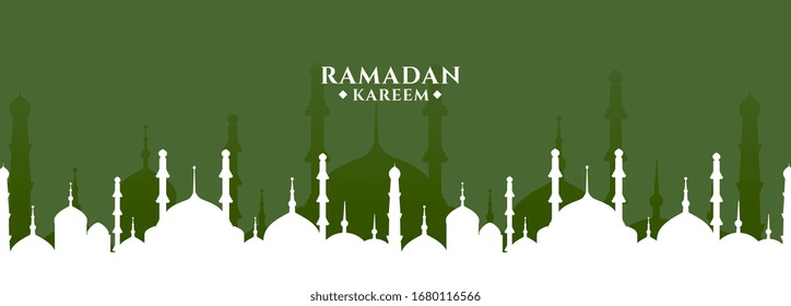 ramadan kareem greeting with mosque design banner