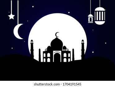 Ramadan Kareem greeting with mosque.vector ilustration