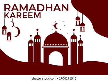 Ramadan Kareem greeting with mosque.vector ilustration