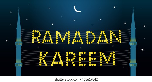 Ramadan Kareem greeting on dark night vector design