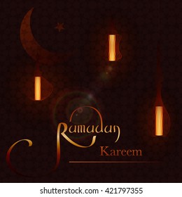 Ramadan Kareem greeting oriental background with arabic lettering