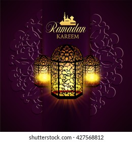 Ramadan Kareem greeting ornate background. Vector Illustration. Eid mubarak. Islamic art design template.