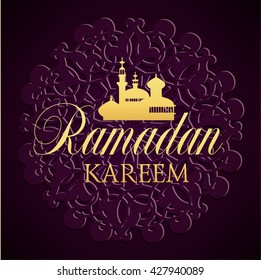 Ramadan Kareem greeting ornate background. Vector Illustration. Eid mubarak. Islamic art design template.