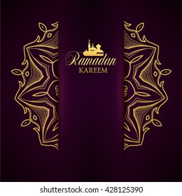 Ramadan Kareem greeting ornate background. Vector Illustration. Eid mubarak. Islamic art design template.