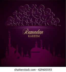Ramadan Kareem greeting ornate background. Vector Illustration. Eid mubarak. Islamic art design template.