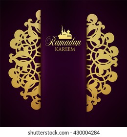 Ramadan Kareem greeting ornate background. Vector Illustration. Eid mubarak. Islamic art design template.