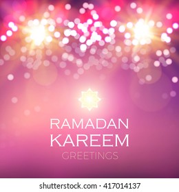 Ramadan Kareem Greeting Shining Lights Background. Vector illustration.