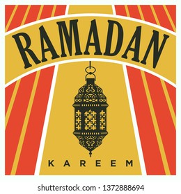 Ramadan Kareem Greeting Template. Arabic Text Translation: The Noble Month of Ramadan. Vintage Poster. Illustration Vector Eps 10.