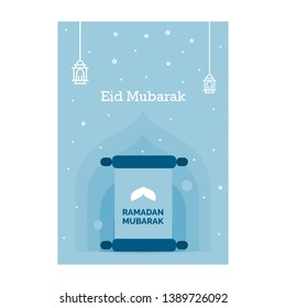 Ramadan Kareem greeting template. Arabic calligraphy and traditonal lantern for islamic greeting background.