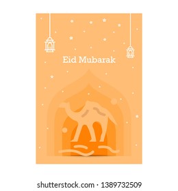 Ramadan Kareem greeting template. Arabic calligraphy and traditonal lantern for islamic greeting background.