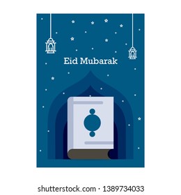 Ramadan Kareem greeting template. Arabic calligraphy and traditonal lantern for islamic greeting background.