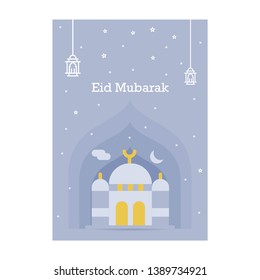 Ramadan Kareem greeting template. Arabic calligraphy and traditonal lantern for islamic greeting background.