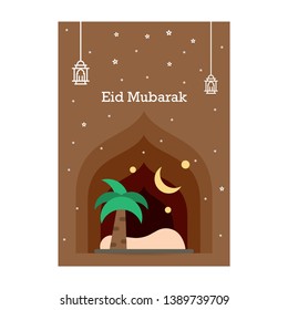 Ramadan Kareem greeting template. Arabic calligraphy and traditonal lantern for islamic greeting background.