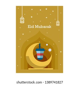Ramadan Kareem greeting template. Arabic calligraphy and traditonal lantern for islamic greeting background.