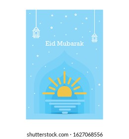 Ramadan Kareem greeting template. Arabic calligraphy and traditonal lantern for islamic greeting background.
