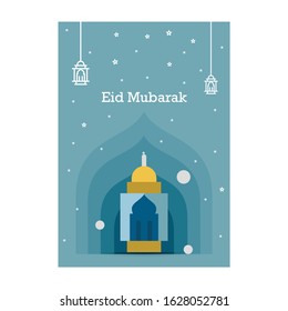 Ramadan Kareem greeting template. Arabic calligraphy and traditonal lantern for islamic greeting background.