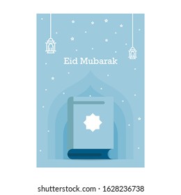 Ramadan Kareem greeting template. Arabic calligraphy and traditonal lantern for islamic greeting background.