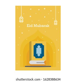 Ramadan Kareem greeting template. Arabic calligraphy and traditonal lantern for islamic greeting background.