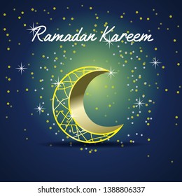 Ramadan kareem greeting template background, texture vector illustration - ornament card poster lighting effect