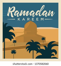 Ramadan Kareem Greeting Template. Image Card. Vintage Poster. Illustration Vector.
