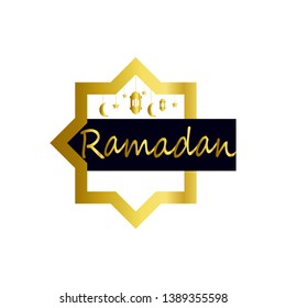 Ramadan kareem greeting template islamic crescent and arabic lantern vector illustration