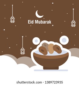 Ramadan kareem greeting template islamic calligraphy and arabic lantern vector illustration translated "Generous Ramadan". 