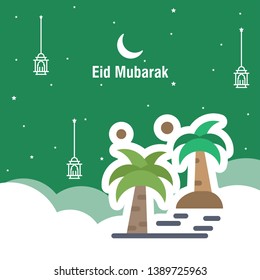 Ramadan kareem greeting template islamic calligraphy and arabic lantern vector illustration translated "Generous Ramadan". 