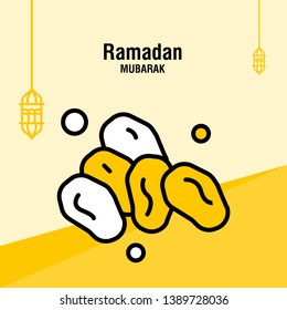 Ramadan kareem greeting template islamic crescent and arabic lantern vector illustration 
