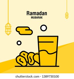 Ramadan kareem greeting template islamic crescent and arabic lantern vector illustration 