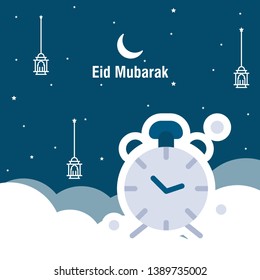 Ramadan kareem greeting template islamic calligraphy and arabic lantern vector illustration translated "Generous Ramadan". 