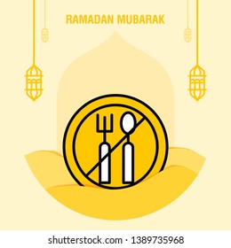 Ramadan kareem greeting template islamic crescent and arabic lantern vector illustration 