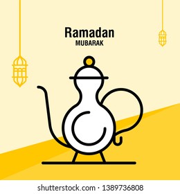 Ramadan kareem greeting template islamic crescent and arabic lantern vector illustration 