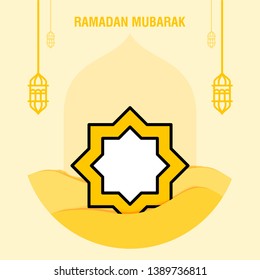 Ramadan kareem greeting template islamic crescent and arabic lantern vector illustration 