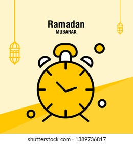 Ramadan kareem greeting template islamic crescent and arabic lantern vector illustration 