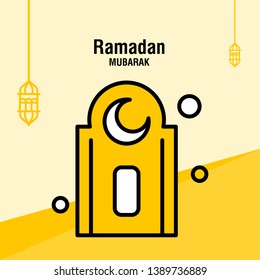 Ramadan kareem greeting template islamic crescent and arabic lantern vector illustration 