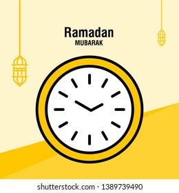 Ramadan kareem greeting template islamic crescent and arabic lantern vector illustration 