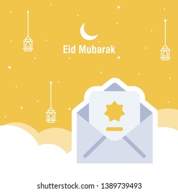 Ramadan kareem greeting template islamic calligraphy and arabic lantern vector illustration translated "Generous Ramadan". 