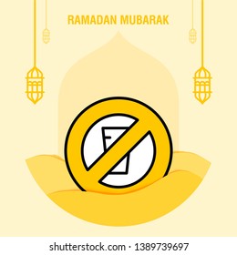 Ramadan kareem greeting template islamic crescent and arabic lantern vector illustration 