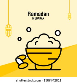 Ramadan kareem greeting template islamic crescent and arabic lantern vector illustration 