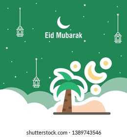 Ramadan kareem greeting template islamic calligraphy and arabic lantern vector illustration translated "Generous Ramadan". 