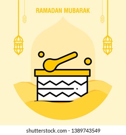 Ramadan kareem greeting template islamic crescent and arabic lantern vector illustration 