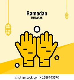 Ramadan kareem greeting template islamic crescent and arabic lantern vector illustration 