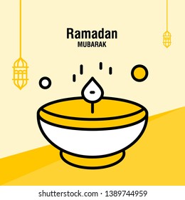 Ramadan kareem greeting template islamic crescent and arabic lantern vector illustration 