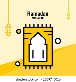 Ramadan kareem greeting template islamic crescent and arabic lantern vector illustration 