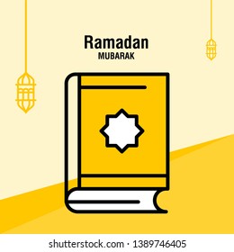 Ramadan kareem greeting template islamic crescent and arabic lantern vector illustration 