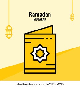 Ramadan kareem greeting template islamic crescent and arabic lantern vector illustration 