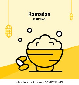 Ramadan kareem greeting template islamic crescent and arabic lantern vector illustration 