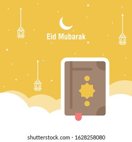 Ramadan kareem greeting template islamic calligraphy and arabic lantern vector illustration translated Generous Ramadan. 